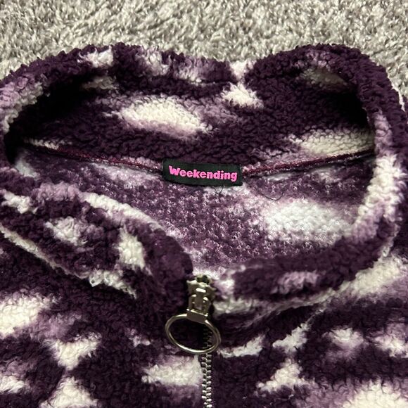 Vintage Fleece Jacket 1/4 Zip Pullover Soft Lightweight y2k Purple Medium - Picture 3 of 8
